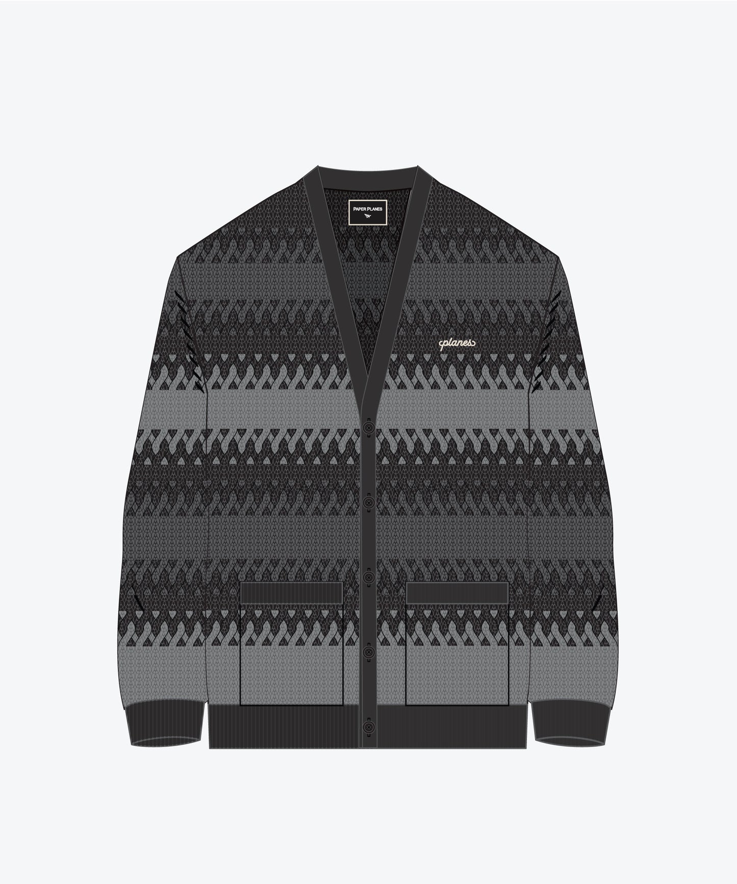 Planes Zig Zag Stitch Fuzzy Cardigan