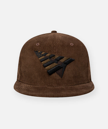 CUSTOM_ALT_TEXT: Paper Planes Corduroy Crown 59Fifty Fitted Hat, color Brown Suede.