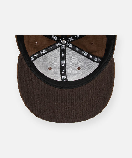 CUSTOM_ALT_TEXT: Tonal undervisor on Paper Planes Corduroy Crown 59Fifty Fitted Hat, color Brown Suede.