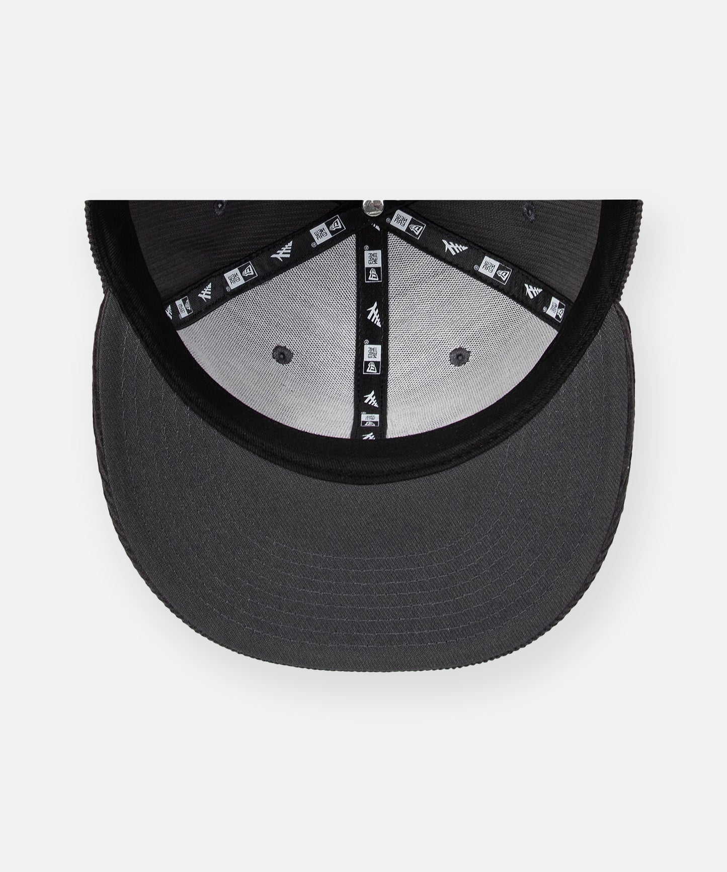CUSTOM_ALT_TEXT: Tonal undervisor on Paper Planes Corduroy Crown 59Fifty Fitted Hat, color Graphite.