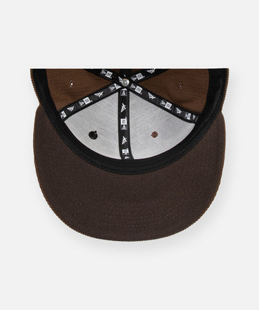 CUSTOM_ALT_TEXT: Tonal undervisor on Paper Planes Corduroy Crown 9Fifty Snapback Hat, color Brown Suede.