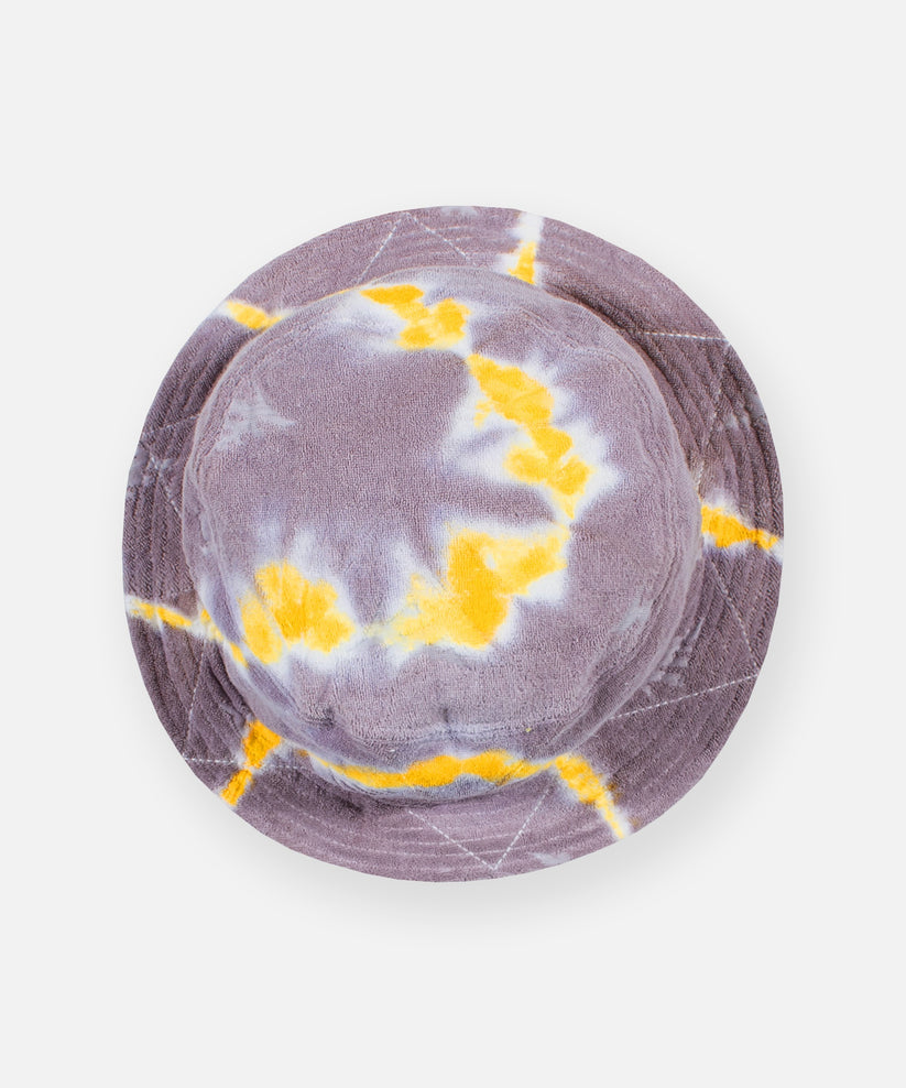 CUSTOM_ALT_TEXT: Top view of Paper Planes Tie Dye Jacquard Terry Cloth Bucket Hat color Zinc.