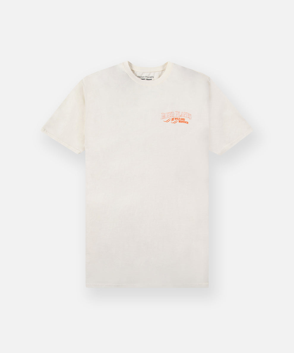 CUSTOM_ALT_TEXT: Paper Planes Be Wild and Wander Tee, color Vapor.
