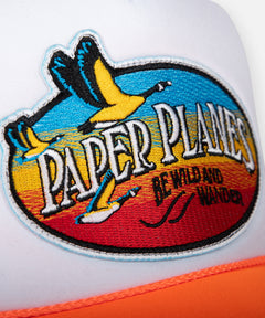  Embroidery patch on Paper Planes Be Wild and Wander Trucker.