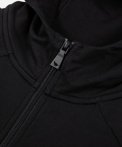 CUSTOM_ALT_TEXT: Zipper and zipper pull on Paper Planes Full Zip Hoodie, color Black.