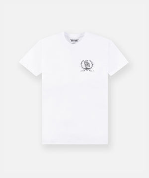 CUSTOM_ALT_TEXT: Front of Paper Planes Crown Tee, color White.