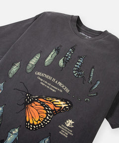  Front closeup of Paper Planes Process Heavyweight Tee, color Washed Black.
