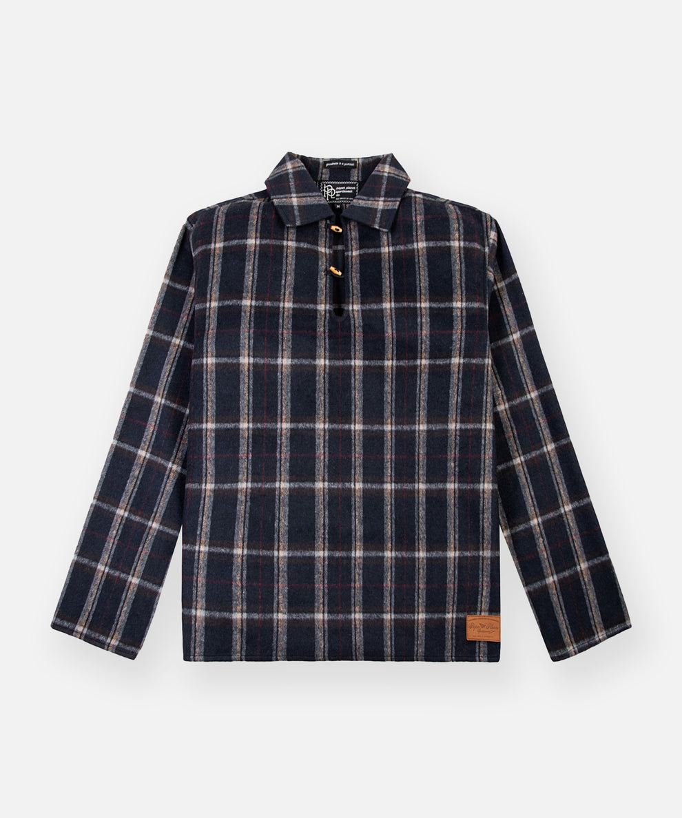CUSTOM_ALT_TEXT: Paper Planes Plaid Brushed Flannel Tunic.