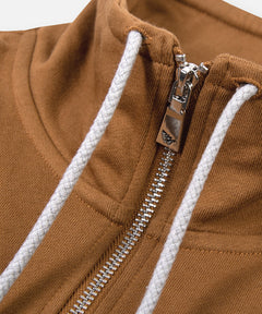  Funnel neck with drawcord and zippered opening on Paper Planes Open Hem Half Zip Sweatshirt, color Rubber.