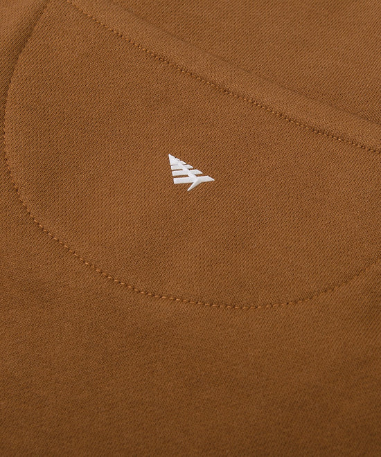 CUSTOM_ALT_TEXT: High-density silicone Plane icon centered on half moon stitch at back of Paper Planes Open Hem Half Zip Sweatshirt, color Rubber.