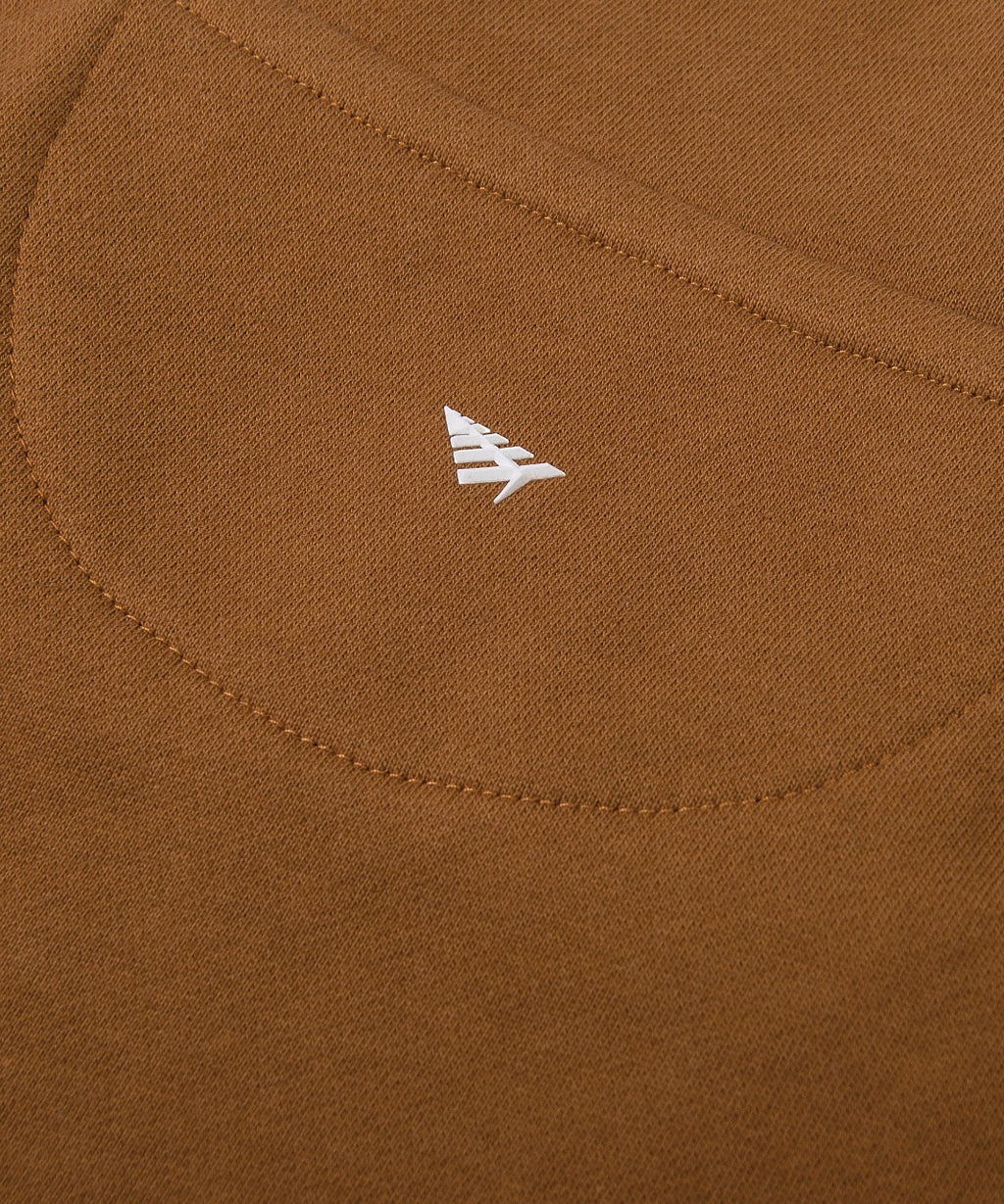  High-density silicone Plane icon centered on half moon stitch at back of Paper Planes Open Hem Half Zip Sweatshirt, color Rubber.