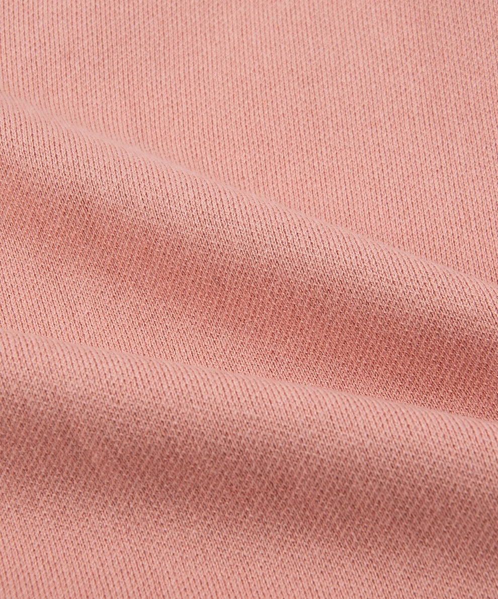 CUSTOM_ALT_TEXT: Double bed jacquard stitch detail on Paper Planes Sweater Bowling Shirt, color Pale Mauve.