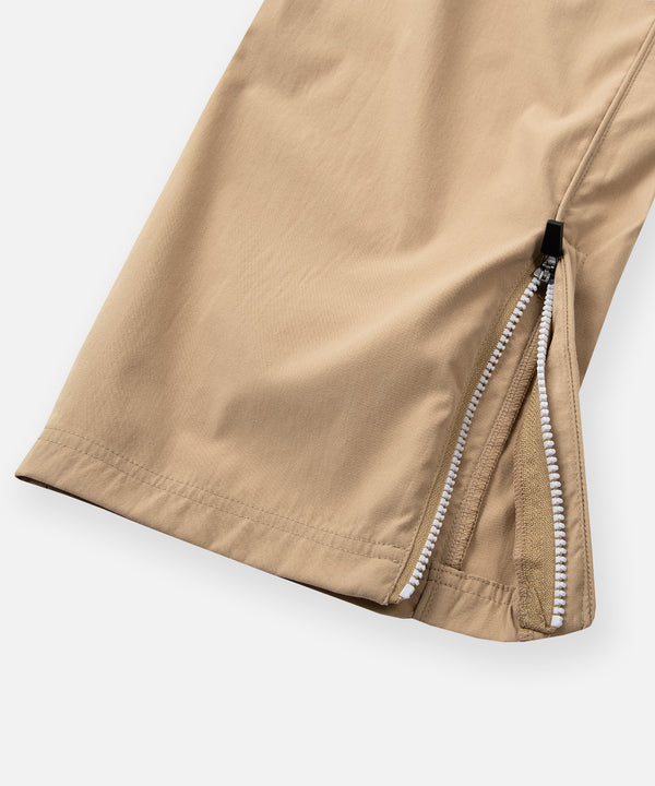 CUSTOM_ALT_TEXT: Hidden zippered slit along back leg opening of Paper Planes Cotton Touch Track Pant, color Khaki.