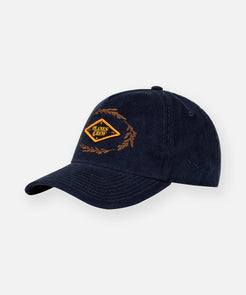 CUSTOM_ALT_TEXT: Angled view of Paper Planes Corduroy Snapback Hat, color Navy.