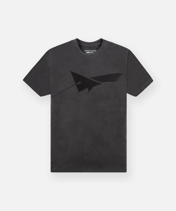 CUSTOM_ALT_TEXT: Paper Planes Infinite Tee, color Washed Black.
