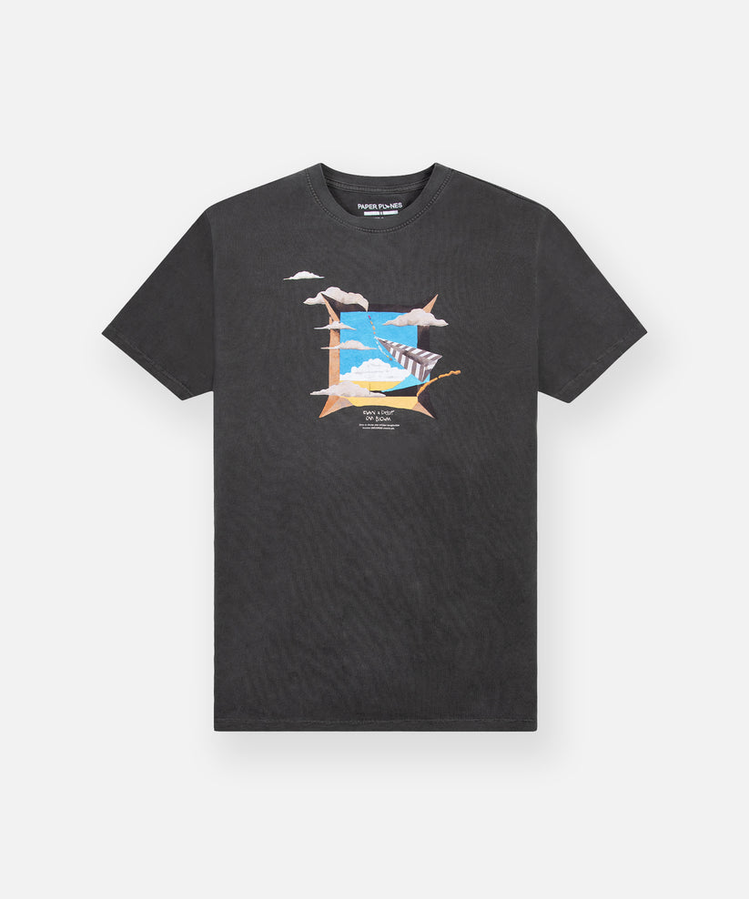 CUSTOM_ALT_TEXT: Paper Planes Dare to Dream Tee, color Washed Black.