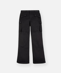 CUSTOM_ALT_TEXT: Paper Planes Flare Cargo Pant, color Black.