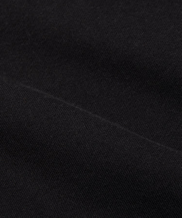 CUSTOM_ALT_TEXT: Closeup of heavyweight French terry on Paper Planes Logo Jacquard Pant, color Black.