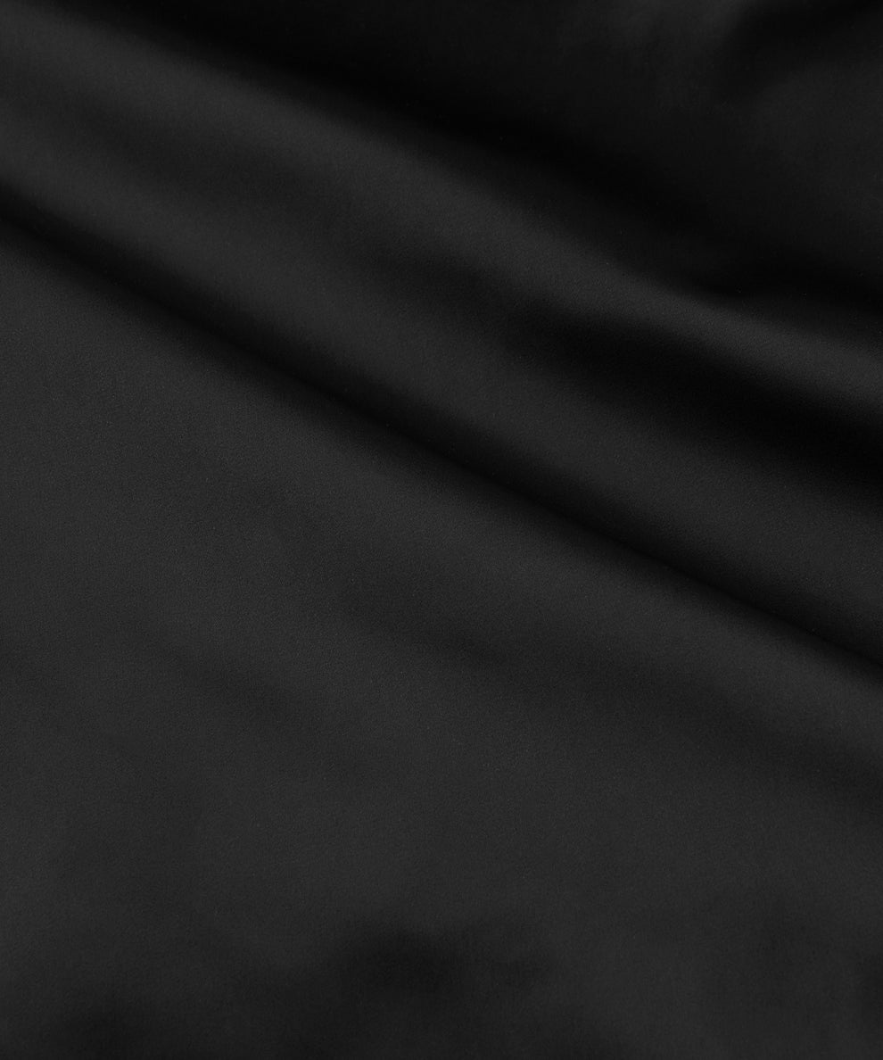 CUSTOM_ALT_TEXT: Fabric closeup on Paper Planes Puffer Jacket, color Black.