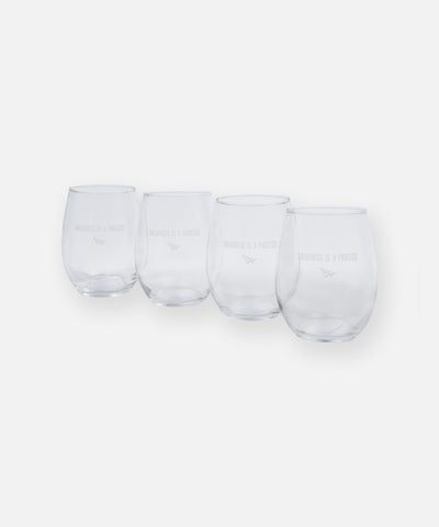 Planes Stemless Wine Glasses – 4 Pack, 16 oz