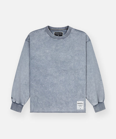 Snow Wash Open Bottom Crewneck