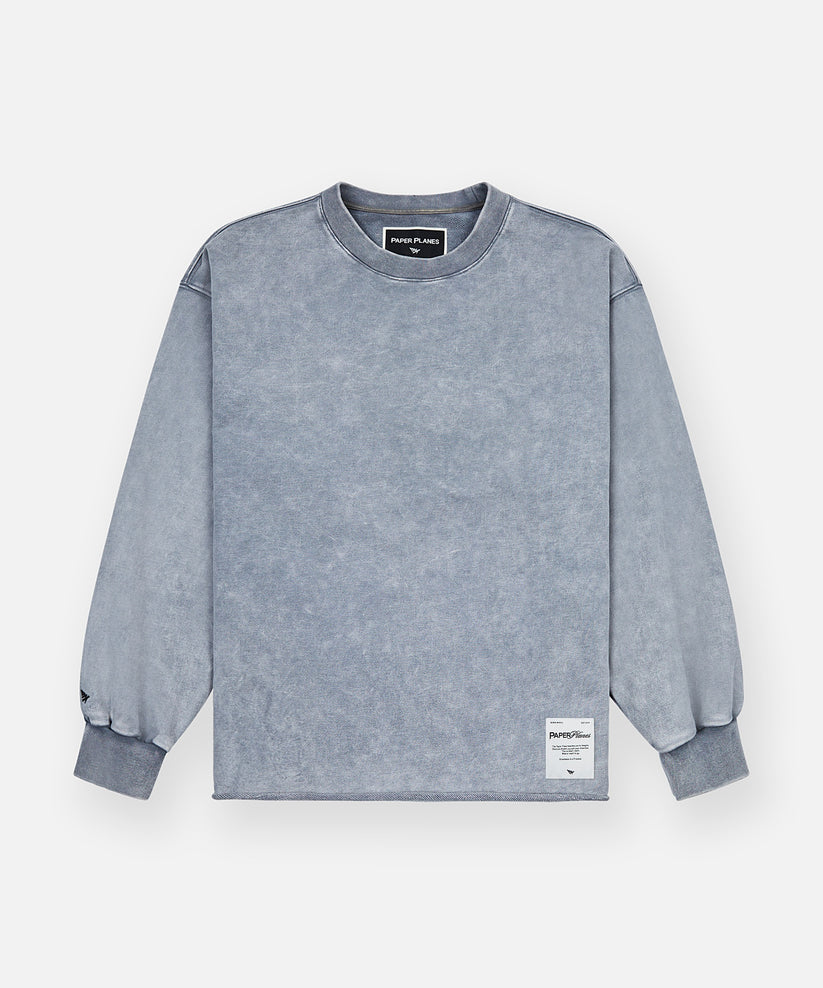 Snow Wash Open Bottom Crewneck