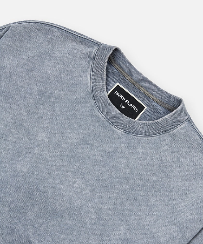 Snow Wash Open Bottom Crewneck