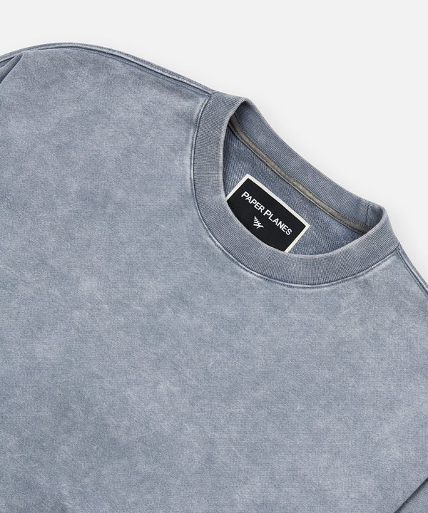 Snow Wash Open Bottom Crewneck