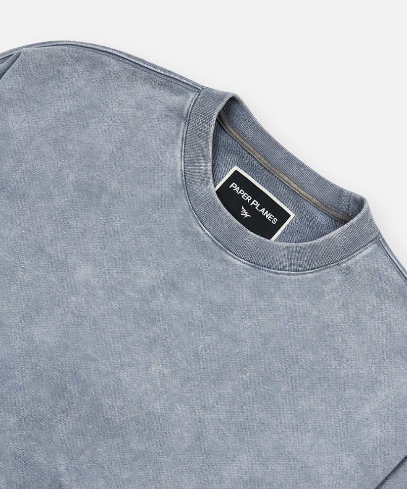 Snow Wash Open Bottom Crewneck