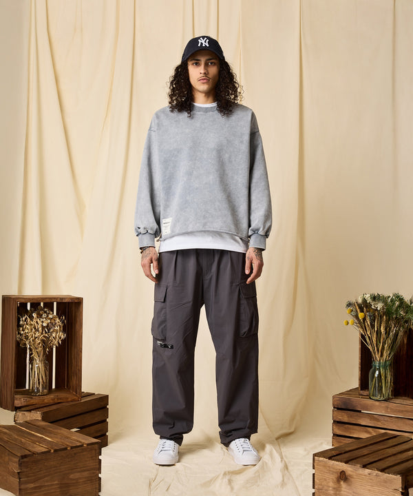 Snow Wash Open Bottom Crewneck