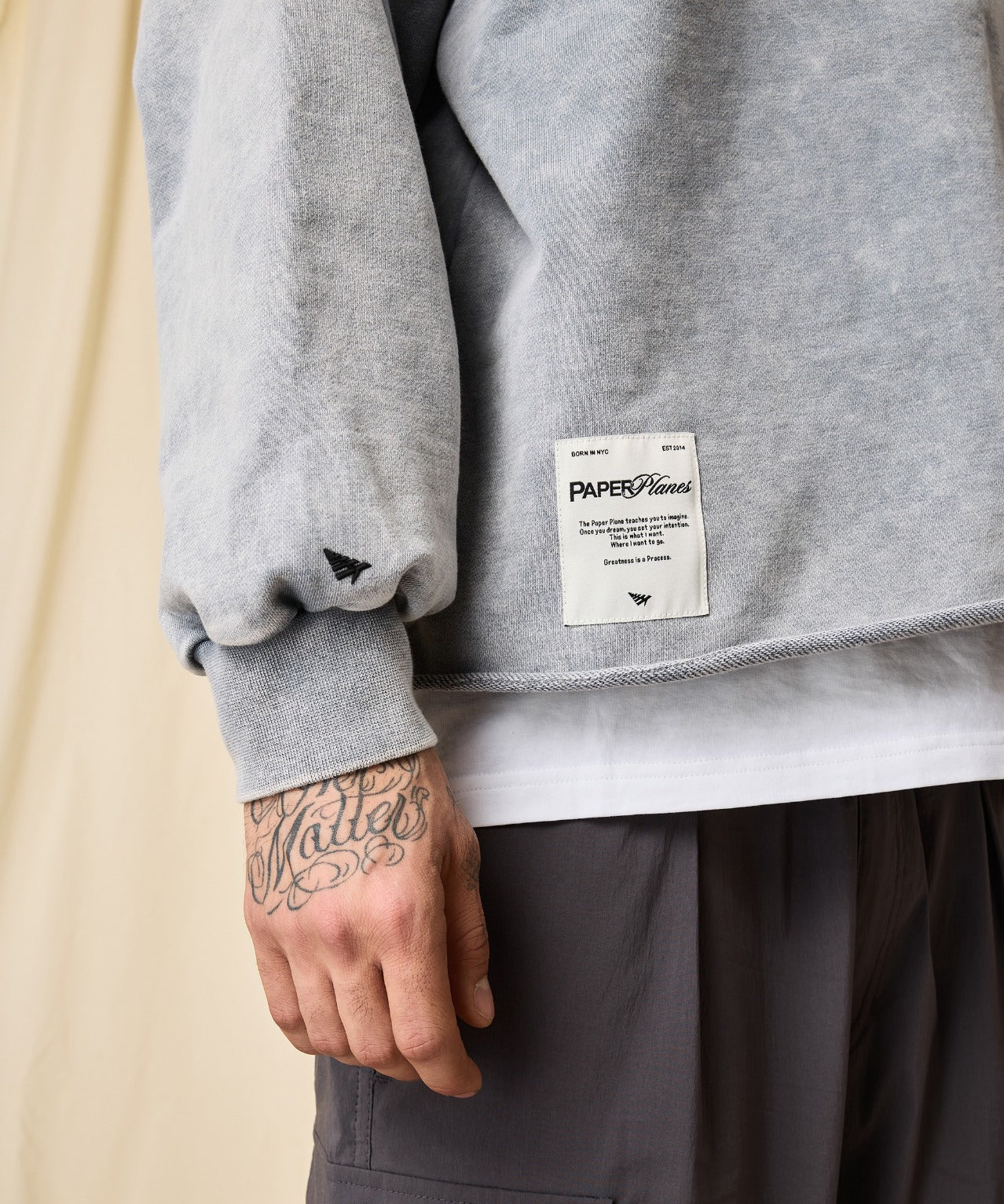 Snow Wash Open Bottom Crewneck