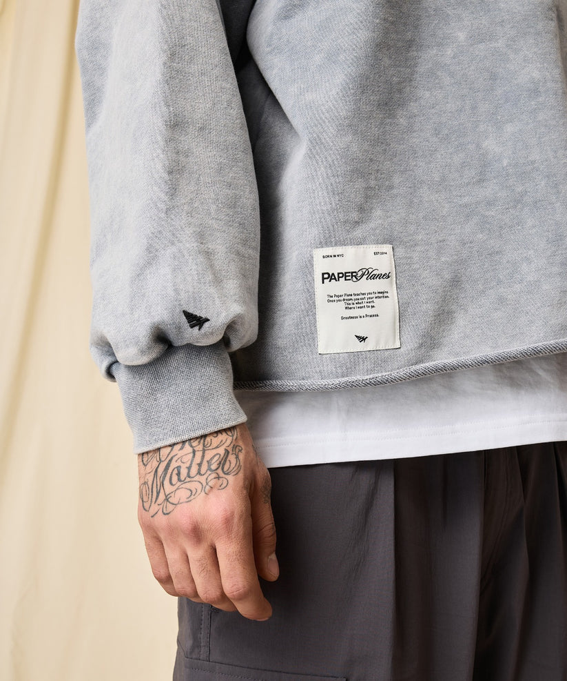 Snow Wash Open Bottom Crewneck