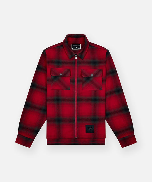 Planes Shadow Plaid Zip Flannel Shirt