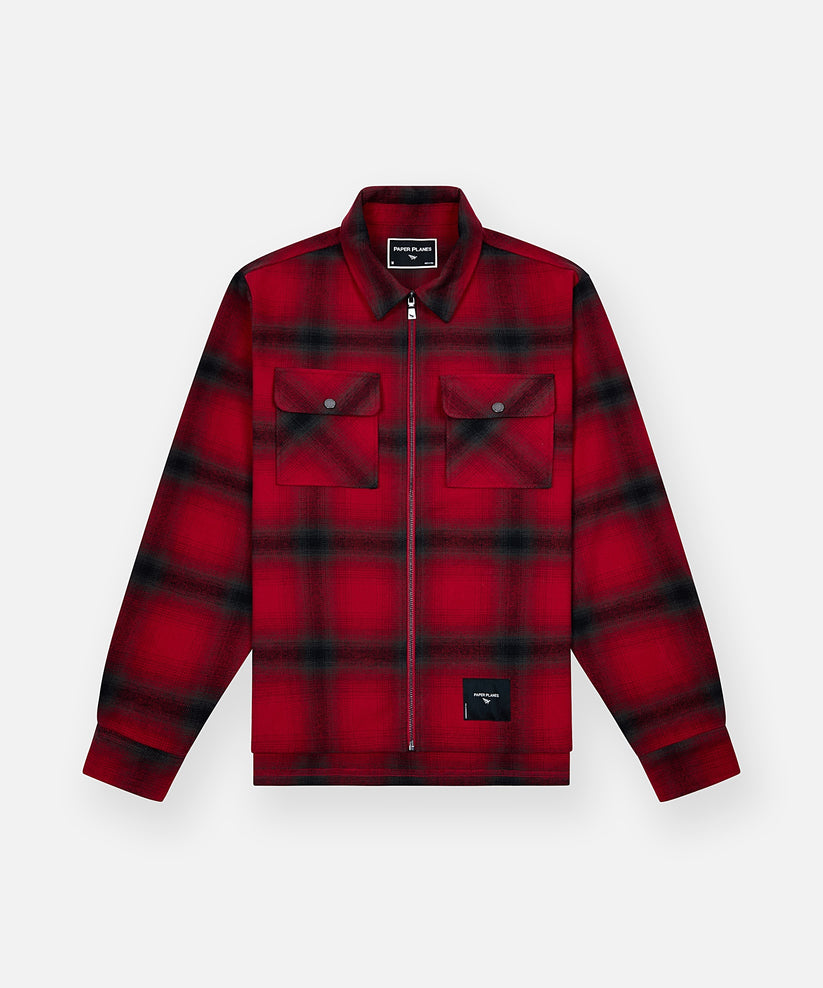 Planes Shadow Plaid Zip Flannel Shirt