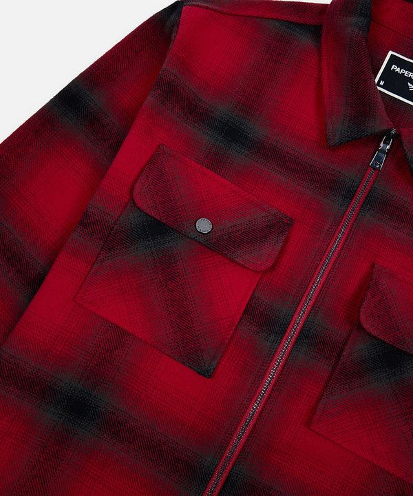 Planes Shadow Plaid Zip Flannel Shirt