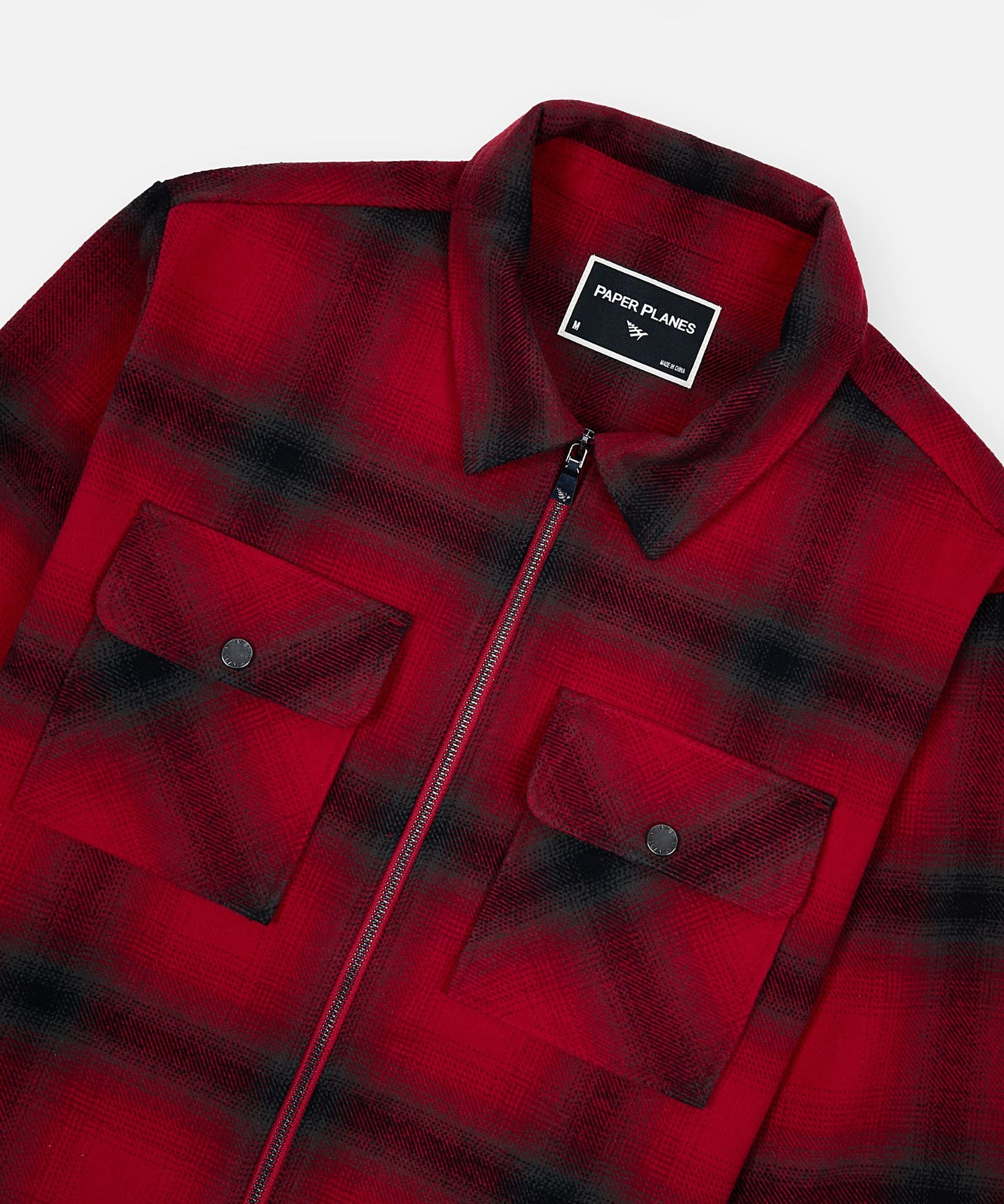 Planes Shadow Plaid Zip Flannel Shirt