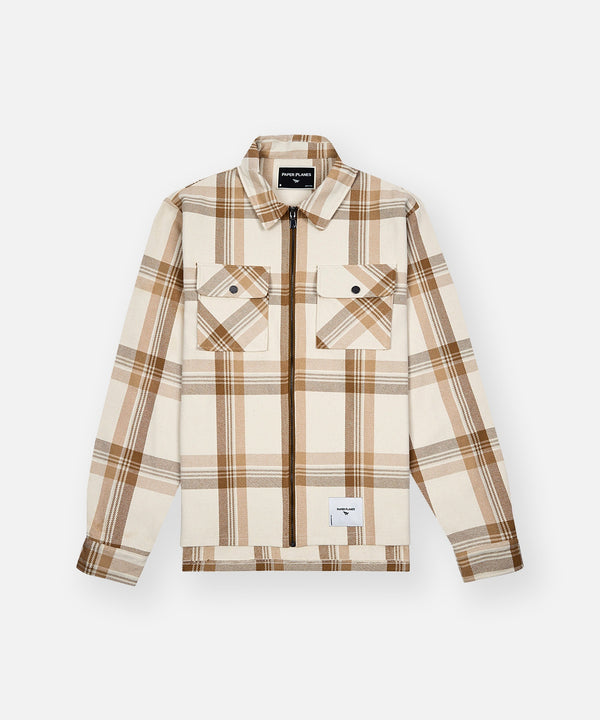 Planes Chestnut Plaid Zip Flannel Shirt
