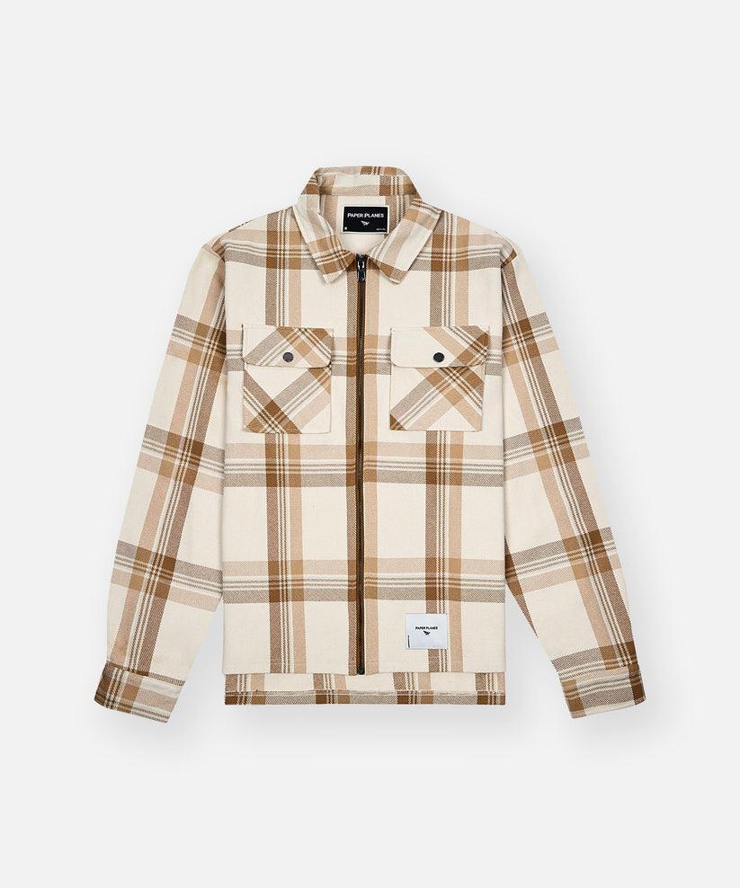 Planes Chestnut Plaid Zip Flannel Shirt