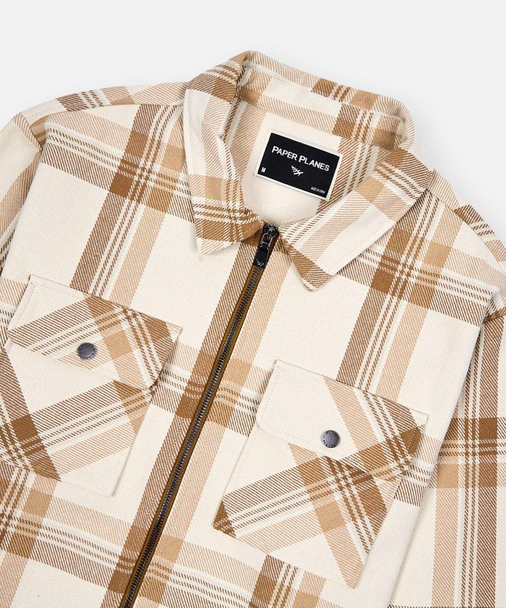 Planes Chestnut Plaid Zip Flannel Shirt
