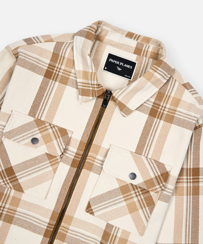 Planes Chestnut Plaid Zip Flannel Shirt