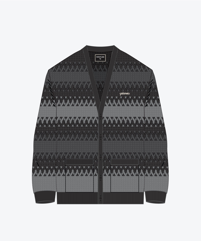 Planes Zig Zag Stitch Fuzzy Cardigan