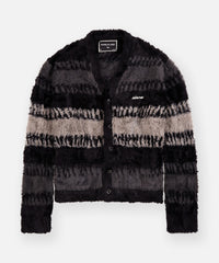 Planes Zig Zag Stitch Fuzzy Cardigan