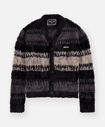 Planes Zig Zag Stitch Fuzzy Cardigan