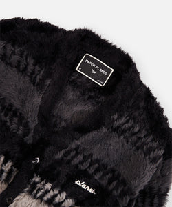 Planes Zig Zag Stitch Fuzzy Cardigan