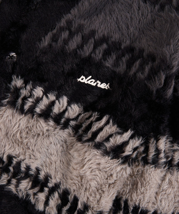 Planes Zig Zag Stitch Fuzzy Cardigan