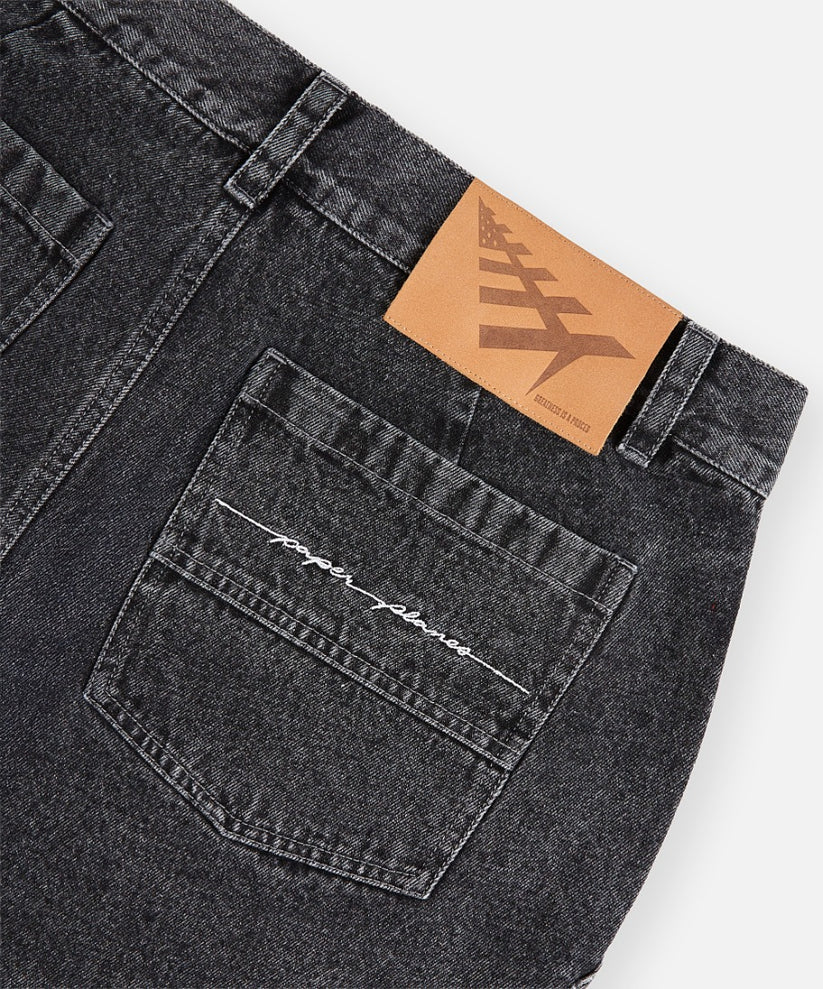 Planes Black Denim Short