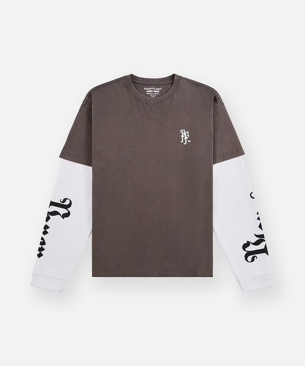 Planes Old English Layered Long Sleeve Tee