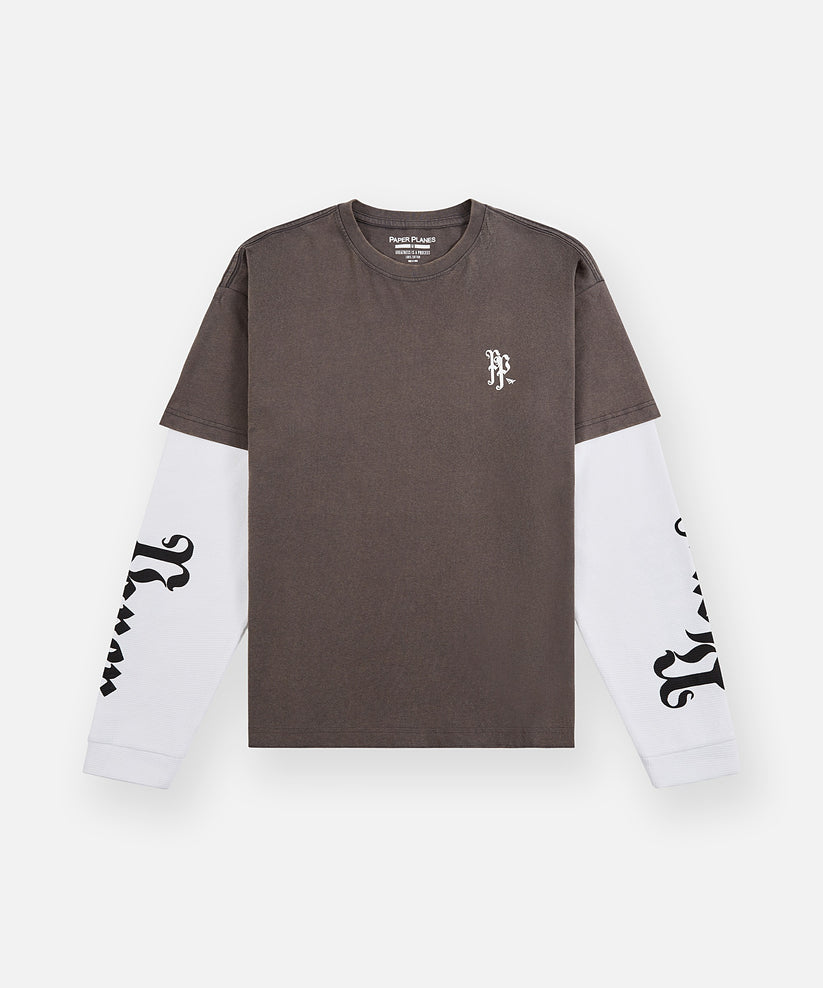 Planes Old English Layered Long Sleeve Tee