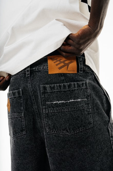 Planes Black Denim Short