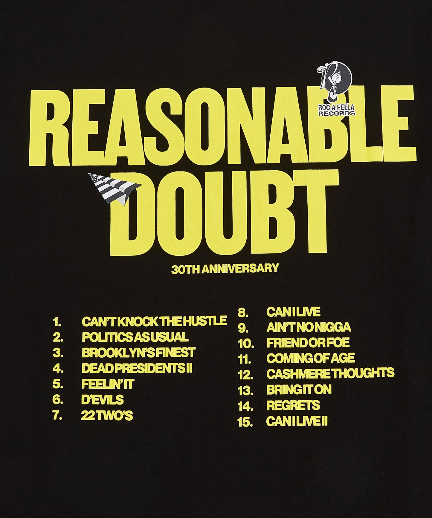 JAŸ-Z30 Reasonable Doubt Tracklist Tee
